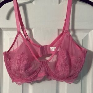 Shecurve Pink Underwire Lace Bra Size 34D NEW (no tags) Sheer Lace